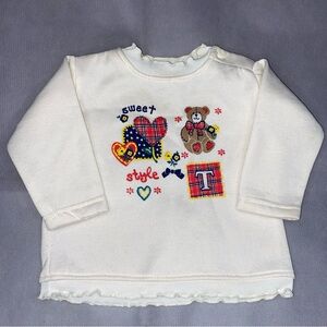 Vintage Gitano Girls 12m Bear Heart Pullover Fleece Line Sweatshirt
